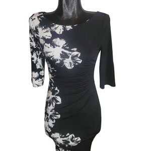 Le Chateau Black & White Floral Dress Sz.M